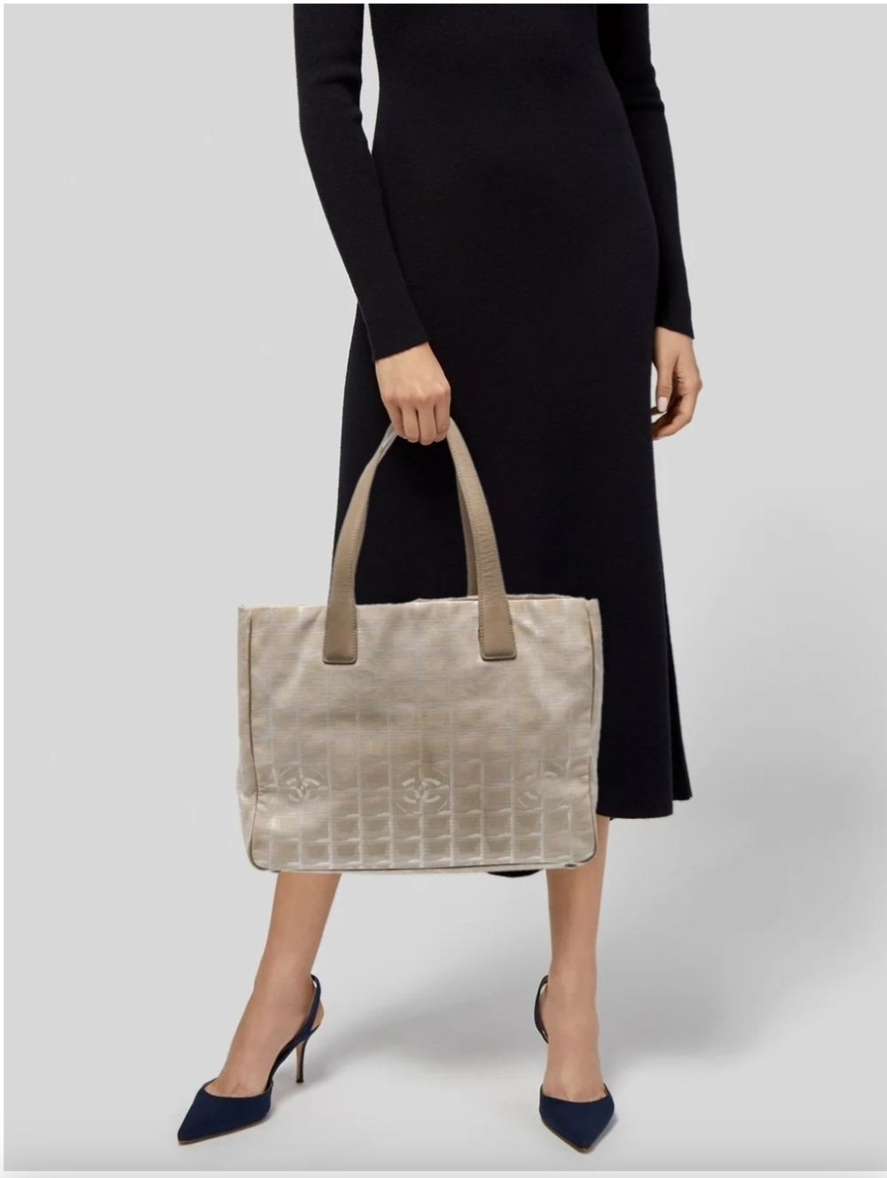 🇮🇹VINTAGE Chanel Travel Ligne Beige Large Tote - Picture 16 of 16